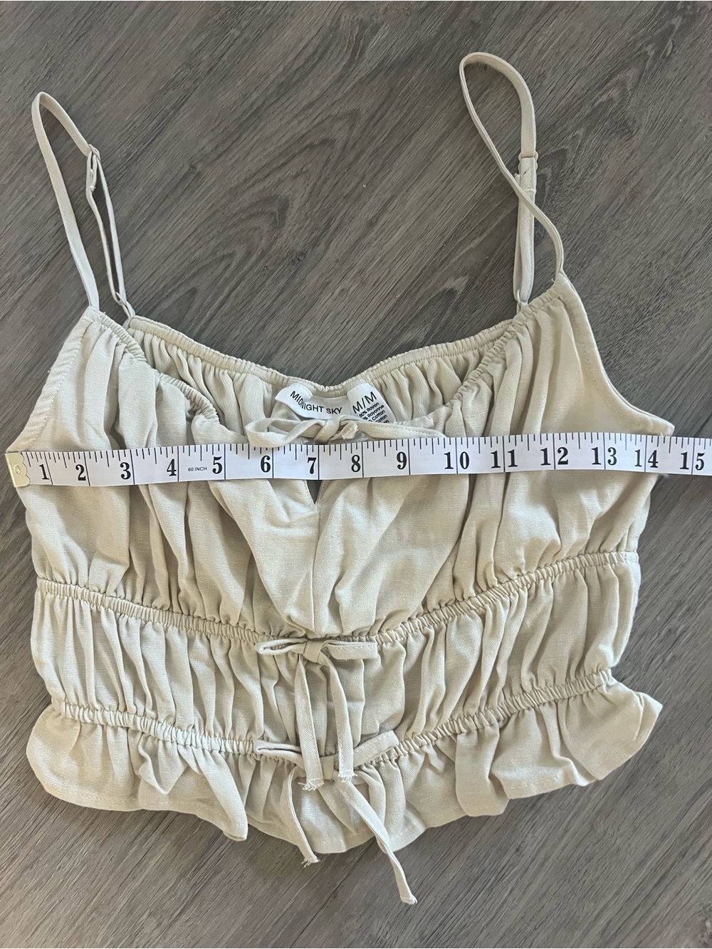 Cream Ruched Drawstring Cami Top - Picture 6 of 8